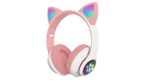 Дитячі бездротові Bluetooth навушники з підсвічуванням EMCORE CAT Headset VZV-28M (Pink)